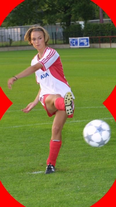 Keira Knightley kicks a ball in Bend It Like Beckham