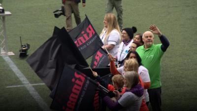 People celebrating the NHS at Widnes Vikings