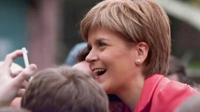 Nicola Sturgeon, the First Minister for Scotland pays a visit to a local Scottish school