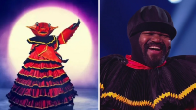 Dressed Crab costume (left) and Gregory Porter (right). 