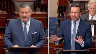 Senate members are talking on the floor.