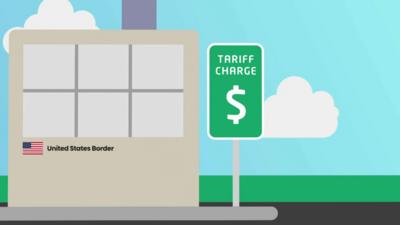 graphic drawing of us border and tariffs