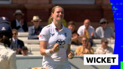 Lauren Bell after getting a wicket 