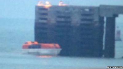 Lifeboat blocking ferry