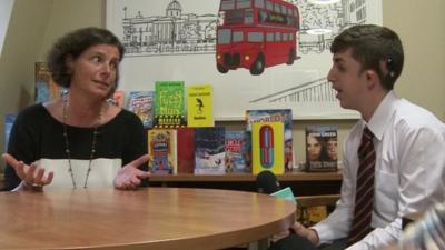 Frankie asks a question at Bloomsbury