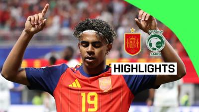 Lamine Yamal celebrates scoring the opening goal for Spain against Saudi Arabia in the 2026 World Cup.