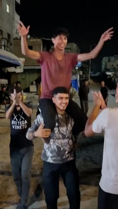 Palestinians celebrate