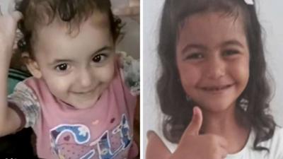 Two girls who have been shot dead in Gaza - both with dark hair and brown eyes, smiling for the camera 