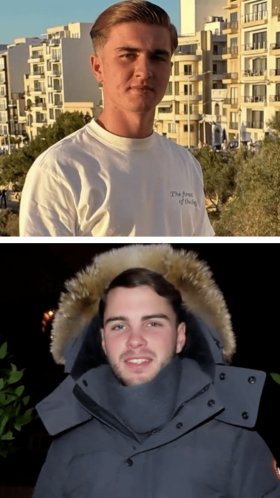 Two boys - one in a white t-shirt and one in a coat.