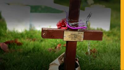 Cross on Max Spiers's grave