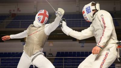 Team GB fencers at the Minas Tennis Club in Belo Horizonte, Brazil