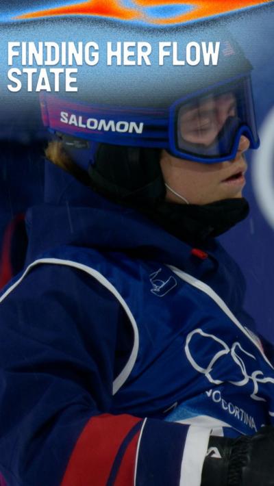 USA's Maddie Mastro prepares for the half pipe by visualising it in her head.
