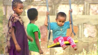 Children in Ethiopian refugee camp