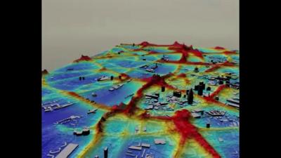 A 3D map showing air pollution in London in 2006