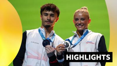 Great Britain's Jake Jarman and Ruby Evans