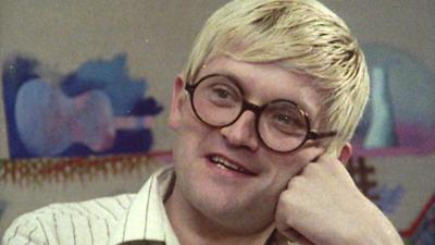 David Hockney in the middle of an interview in 1976