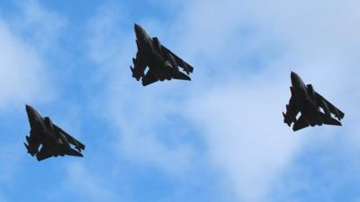 Three Tornados in flight