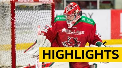 Cardiff Devils netminder Taran Kozun in action against Coventry Blaze