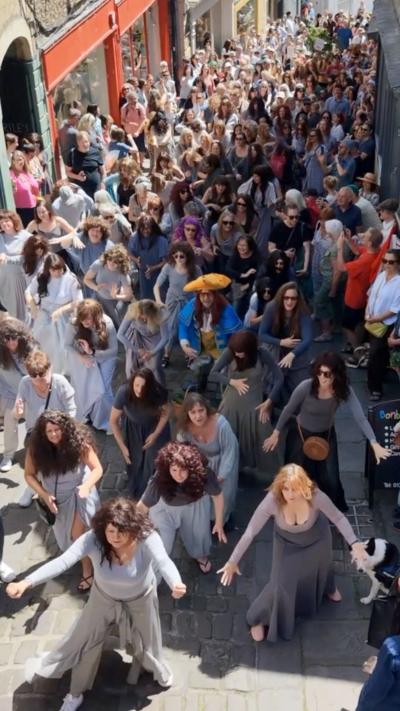 Dozens taking part in the flashmob in Frome, Somerset.