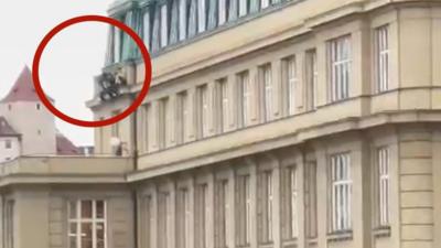 People leap from ledge in Prague