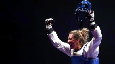 Jade Jones celebrates