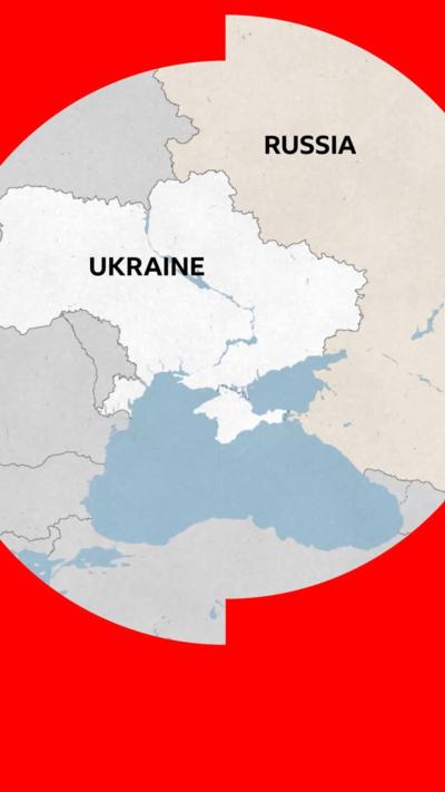 Map graphic showing Ukraine and part of Russia