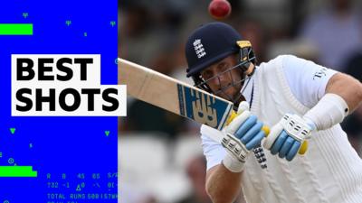 Joe Root bats for England against New Zealand on day four of the men's Test match series