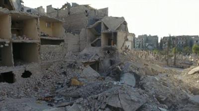 Ruined buildings in Aleppo