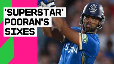 Nicholas Pooran strikes the ball