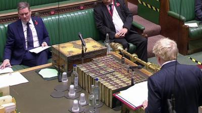 Keir Starmer and Boris Johnson at PMQs