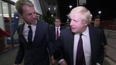 BBC's Graham Satchell and Boris Johnson