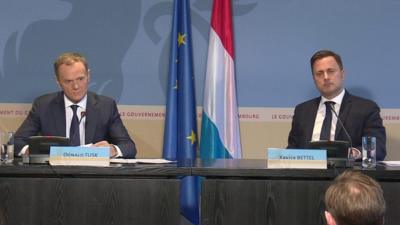 Donald Tusk with Luxembourg PM Xavier Bettel