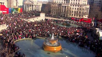 Marchers in Trafalgar Square