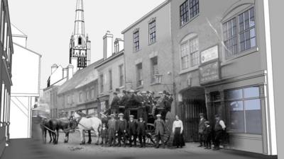 Computer graphic of old Coventry street