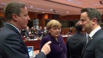 David Cameron speaking to EU leaders