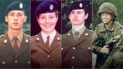 (L-R) Privates Sean Benton, Cheryl James, Geoff Gray and James Collinson