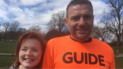 Lucy Edwards with her guide runner Steve Pitt