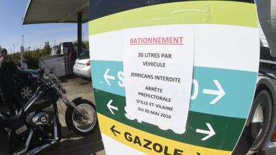 Petrol is rationed in France amid a strike over labour reforms