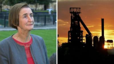 Nia Griffith and Tata steelworks in Port Talbot