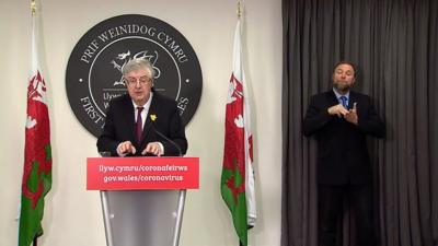 Mark Drakeford at the Welsh Government's coronavirus Monday briefing