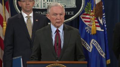 Jeff Sessions at a podium