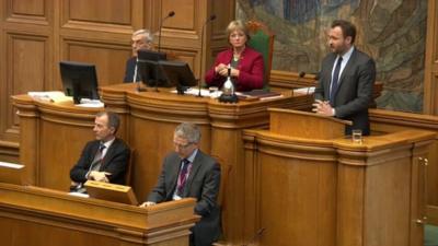 Danish parliament debating legislation