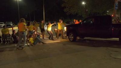 Truck is driven into ICE protesters