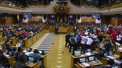 Brawl in South African parliament 17 May 2016