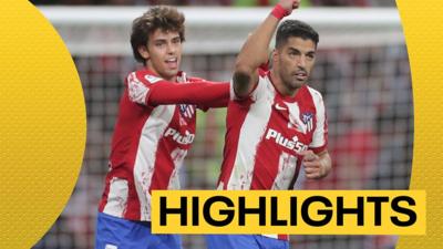 Watch the highlights as Luis Suarez scores against his former club, Barcelona, to send reigning champions Atletico Madrid level with Real Madrid at the top of La Liga.