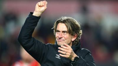 Thomas Frank celebrates win over Watford