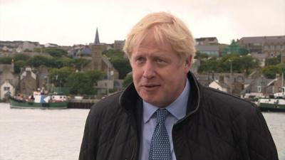 Boris Johnson stopped off in Orkney on his visit to Scotland