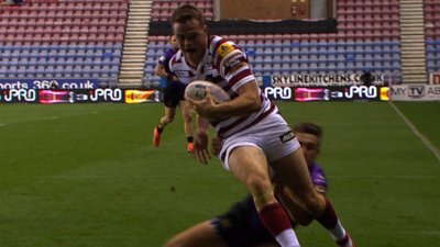 Joe Burgess goes over for Wigan