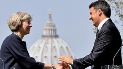 Theresa May and Matteo Renzi