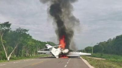 Plane in Mexico, set on fire by purported drug traffickers